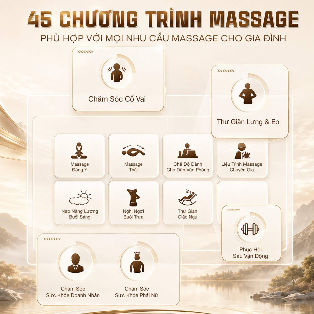 Ghế massage 5D DUAL CORE MASTER OKACHI JP-9986 (Nâu)